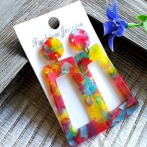 Fashion multi colored drop Statement Earrings